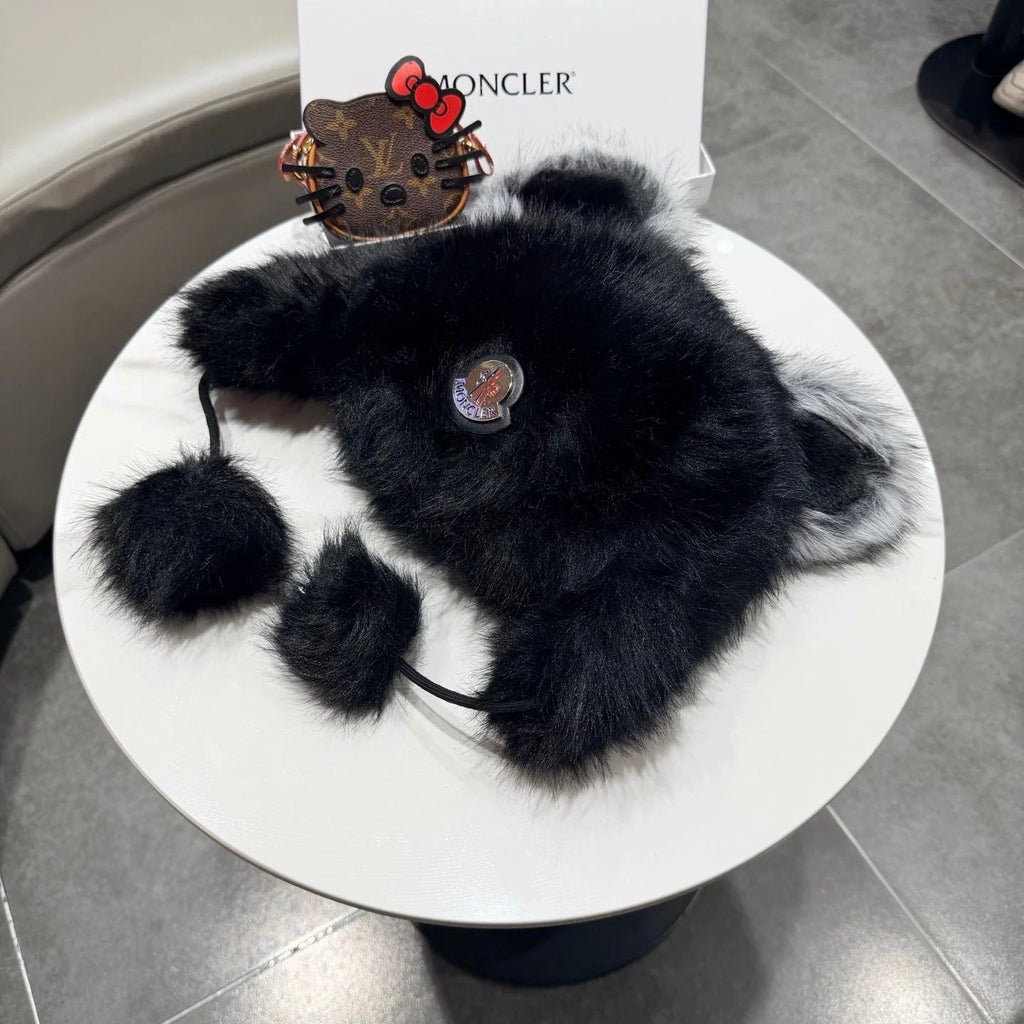 Moncler Cute Bear Ear Faux Fur Plush Hat 435201