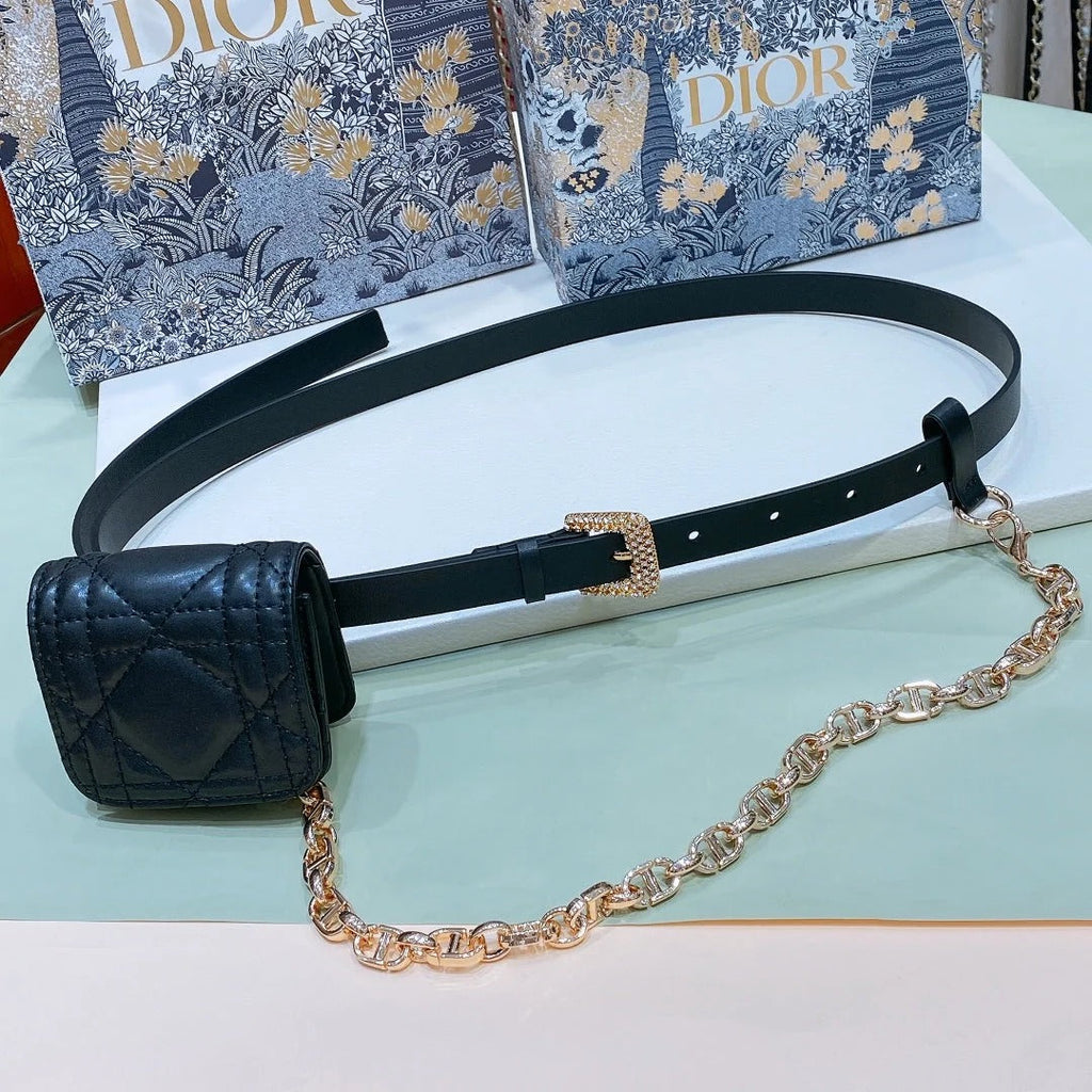 Dior 2026 Rhinestone Buckle Belt Bag 15mm 187981