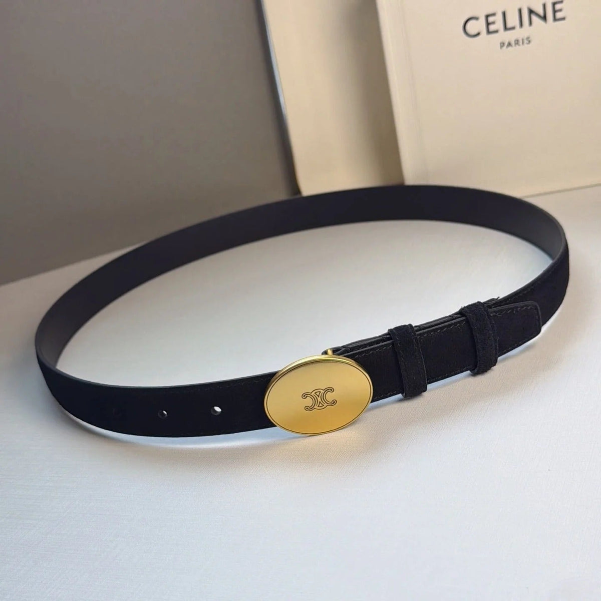 Celine 2026 Triomphe Slim Belt 13mm Leather 212866