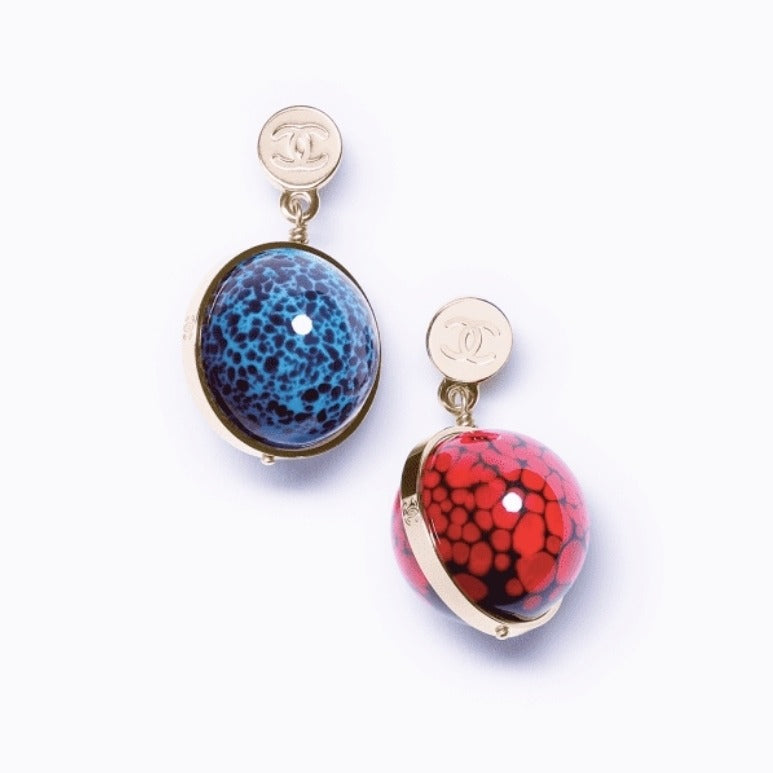 Chanel 2026 Pendant Earrings Gold Red Blue Black Metal