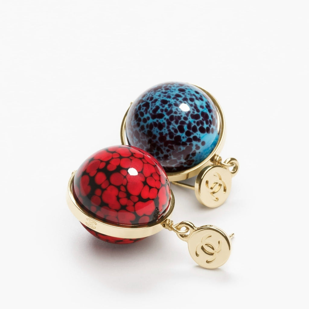 Chanel 2026 Pendant Earrings Gold Red Blue Black Metal
