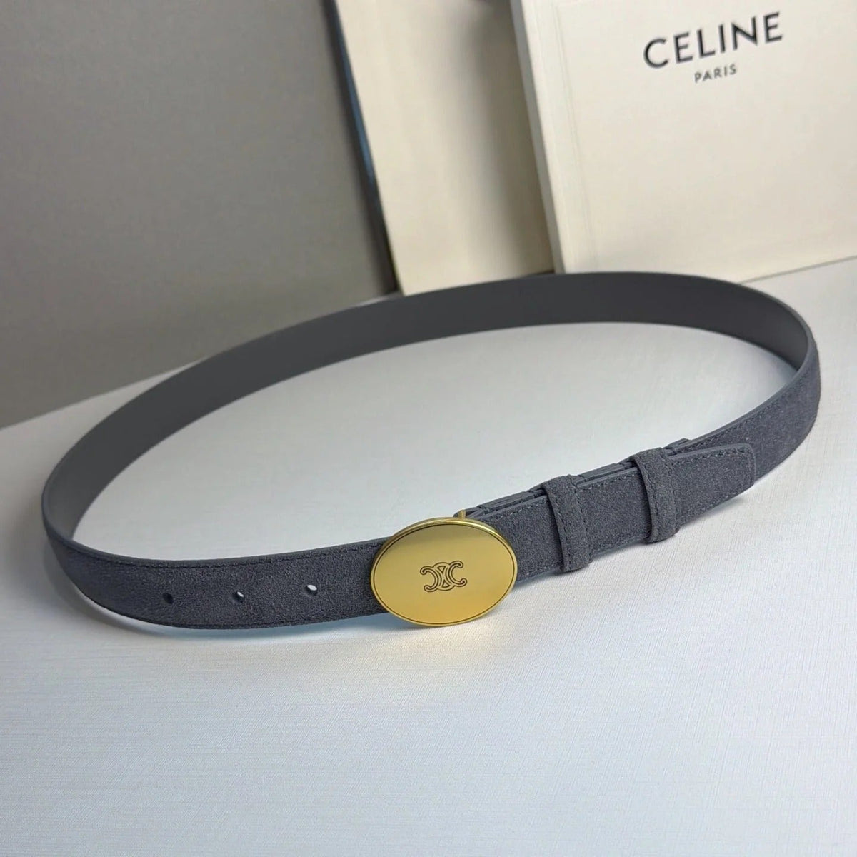 Celine 2026 Triomphe Slim Belt 13mm Leather 212866