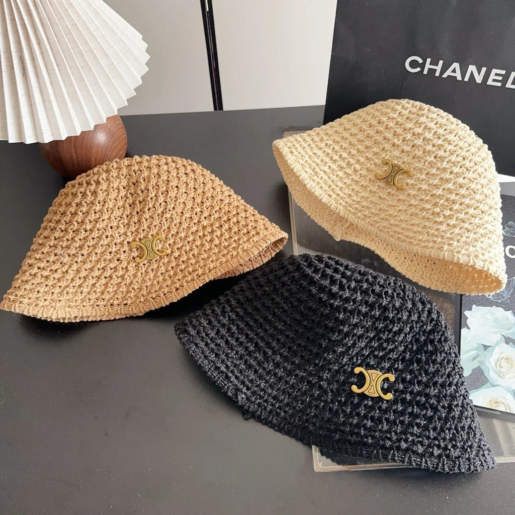Celine Wool Bucket Hat With Gold Logo 229042