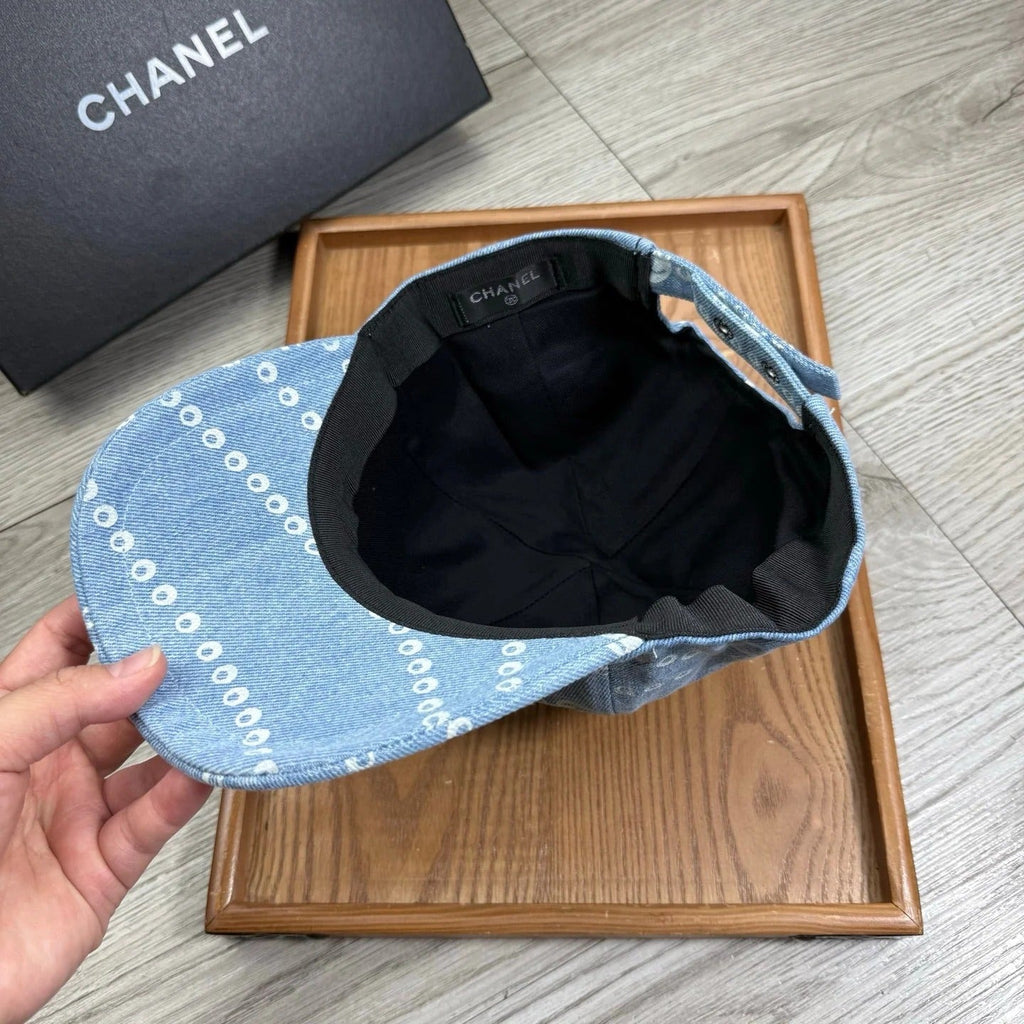 Chanel Chain Pattern Baseball Denim Cap 240591