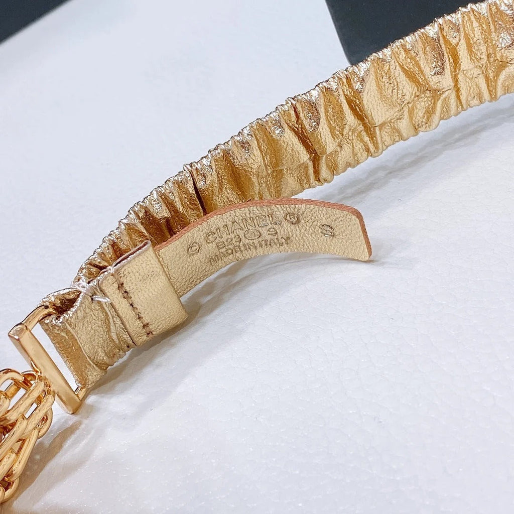 Chanel 2026 Rhinestone Square Buckle Belt 20mm Calfskin 208816