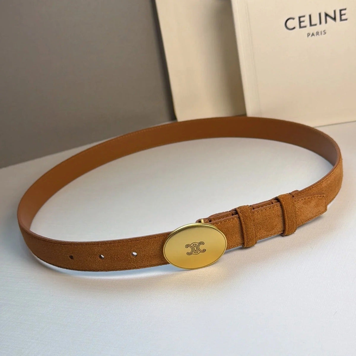 Celine 2026 Triomphe Slim Belt 13mm Leather 212866
