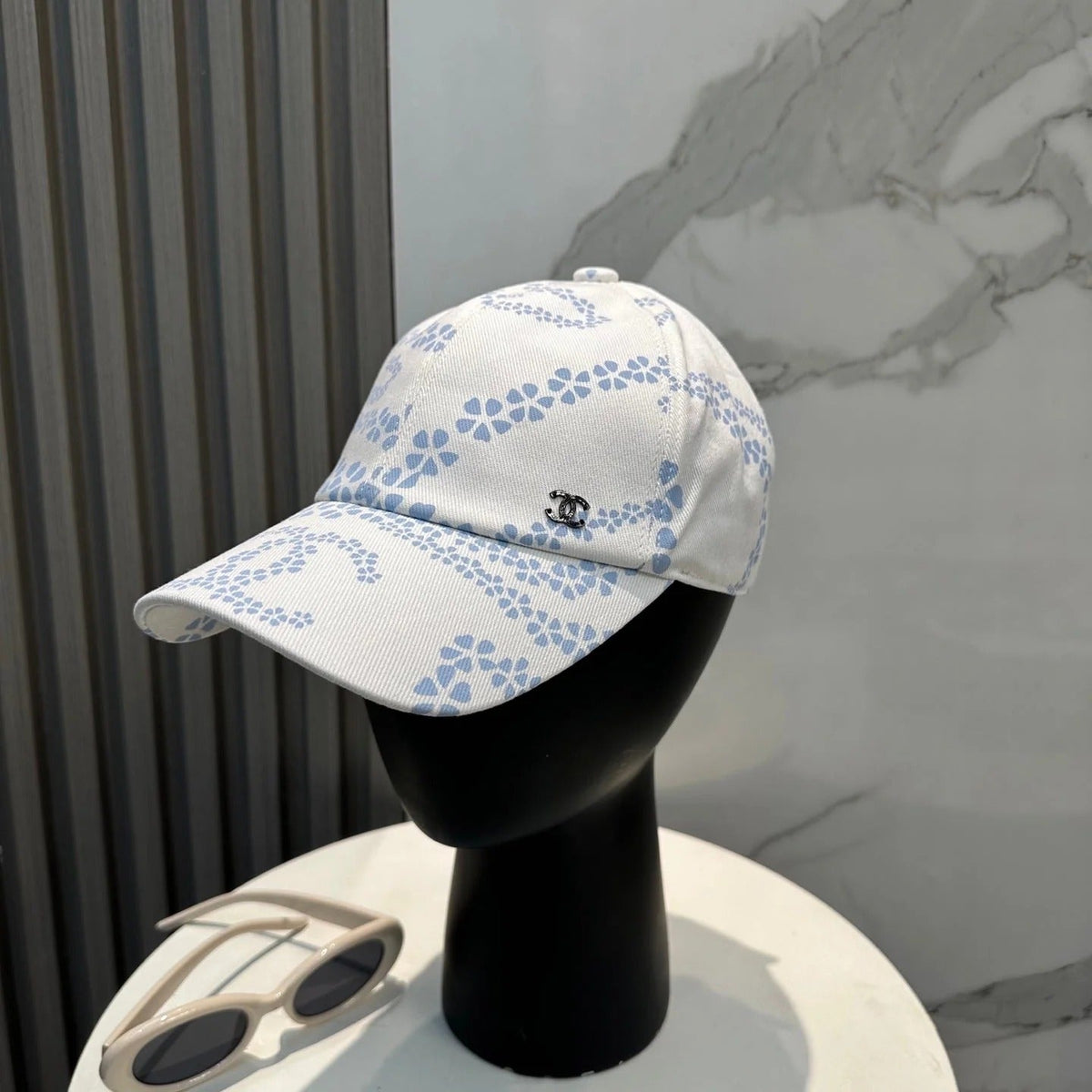 Chanel Baseball Cap With CC Logo And Floral Pattern Cotton 237368