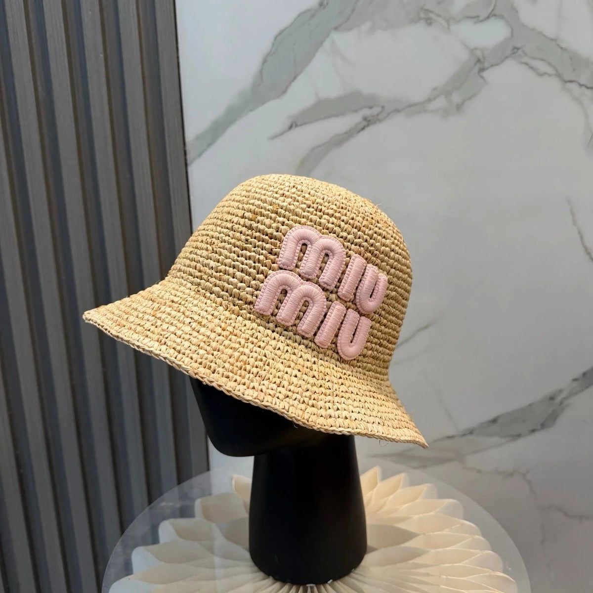 Miumiu Straw Hat with Logo 379596