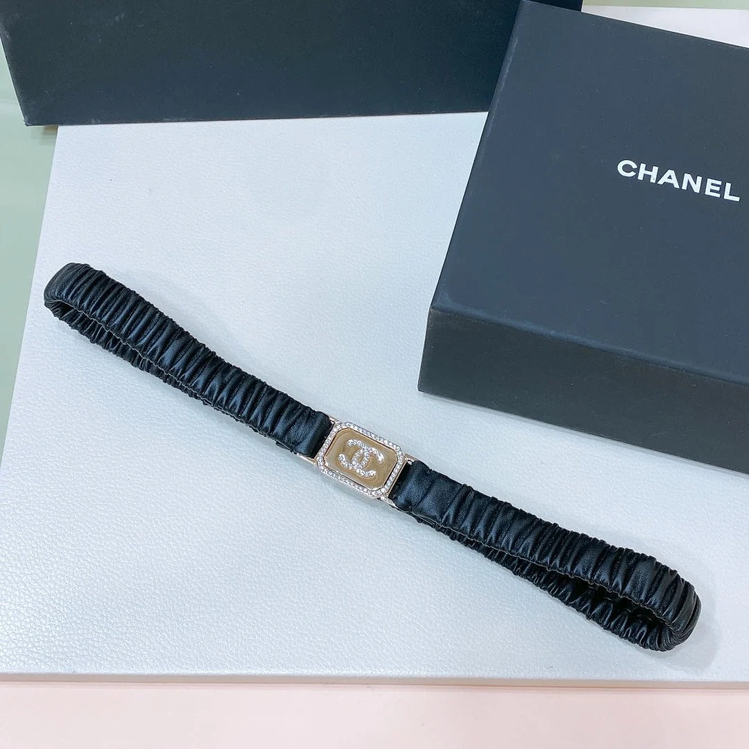 Chanel 2026 Rhinestone Square Buckle Belt 20mm Calfskin 208816