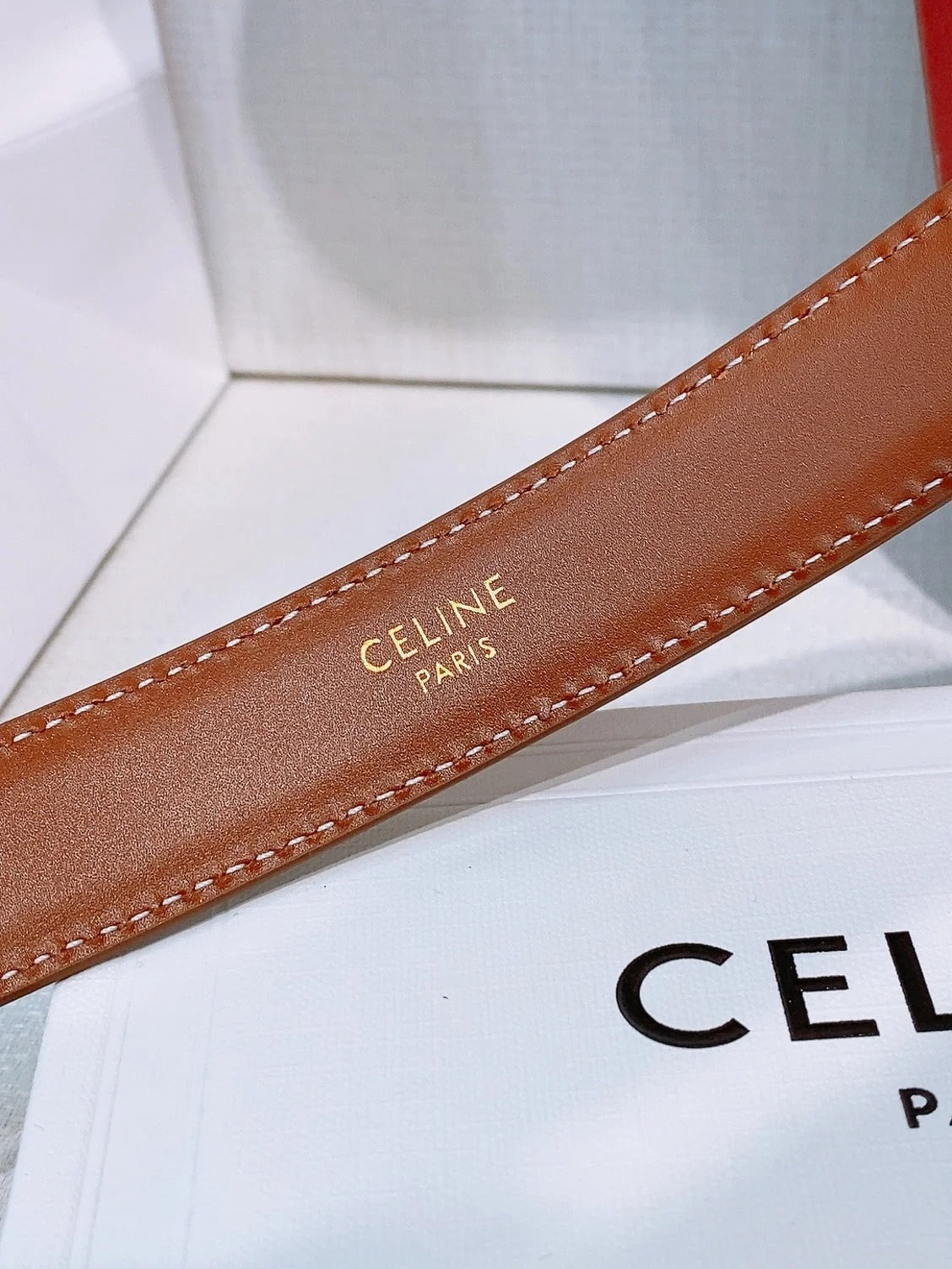 Celine 2026 Triomphe Oval Buckle Belt 25mm Fabric Leather 203763