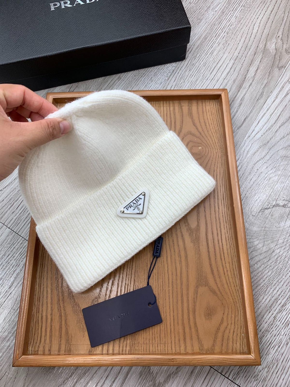 BEANIIE HAT IN WHITE WOOL 335040