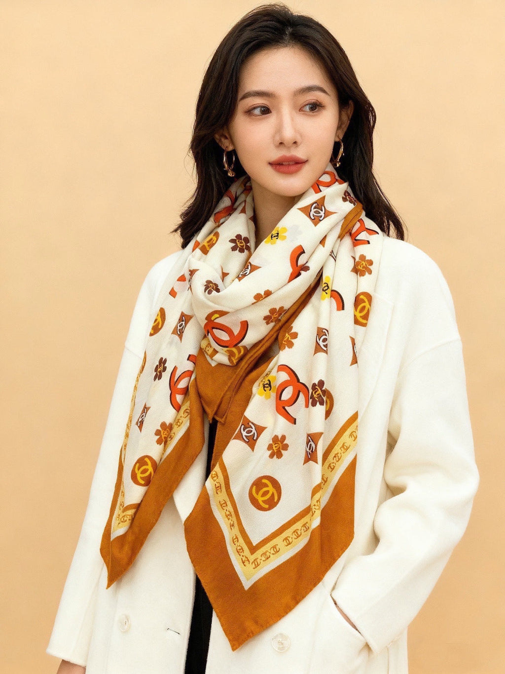 Chanel 26s Scarf 140 In Cashmere Silk 306121