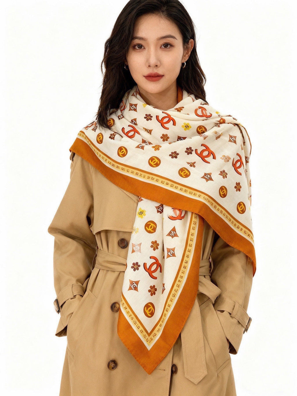 Chanel 26s Scarf 140 In Cashmere Silk 306121