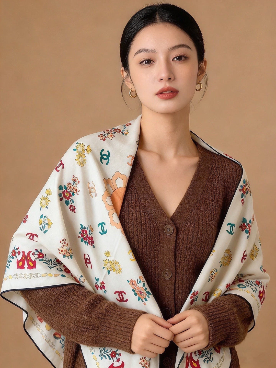 Chanel 26s Scarf 140 In Cashmere Silk 306130