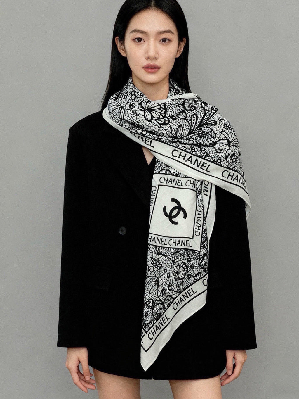 Chanel 26s Scarf 140 In Cashmere Silk 306134