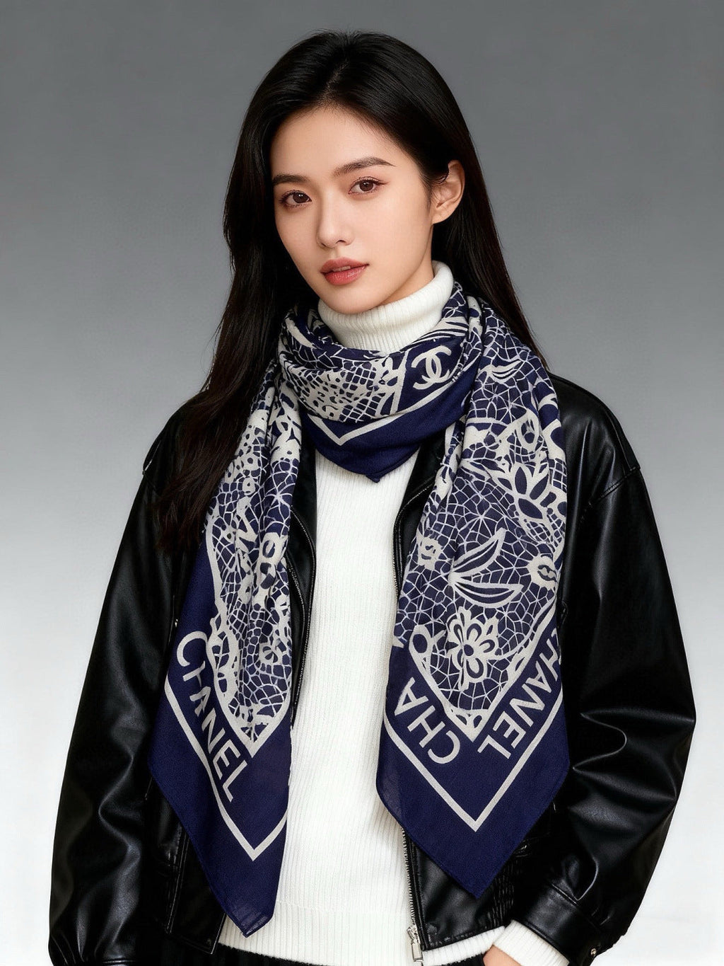 Chanel 26s Scarf 135 In Cashmere And Silk 306138