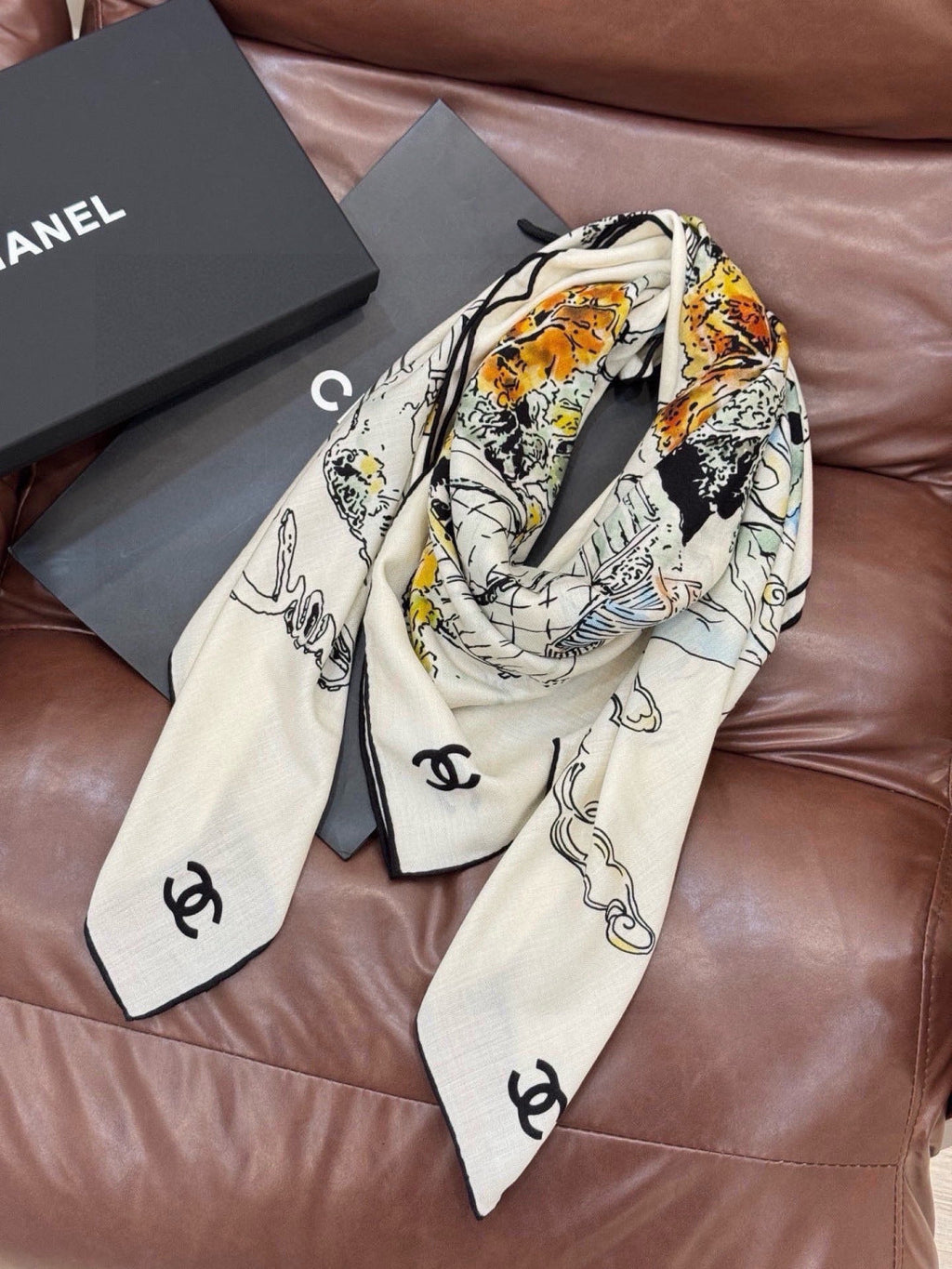 Chanel 26s Scarf 140 In Cashmere Silk 309324
