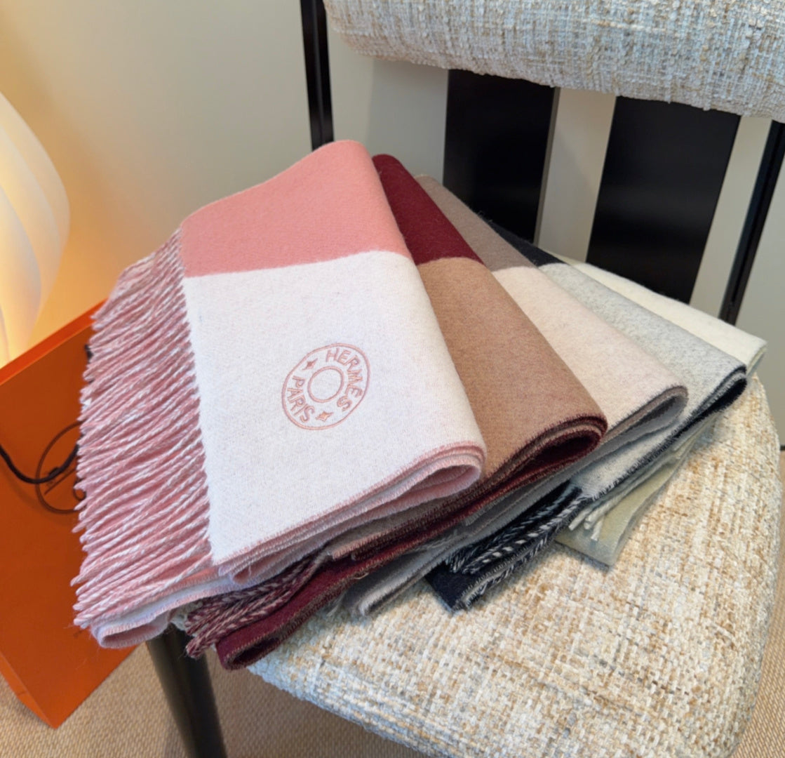 HM Scarf 190 CM Pink Ivory Wool 969496