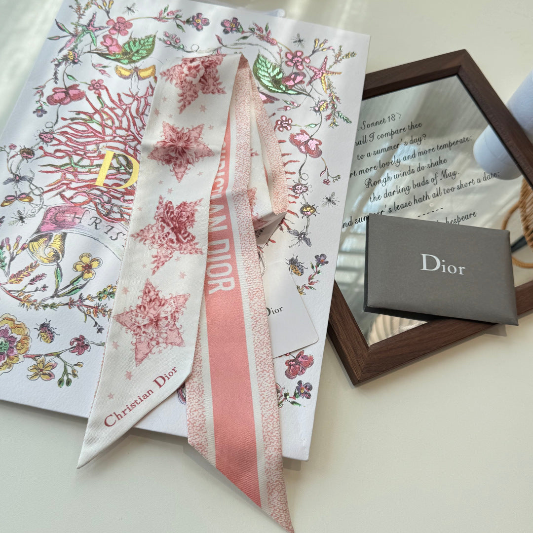 CD Twilly Mini Scarf 105cm Pink Mulberry Silk 969065