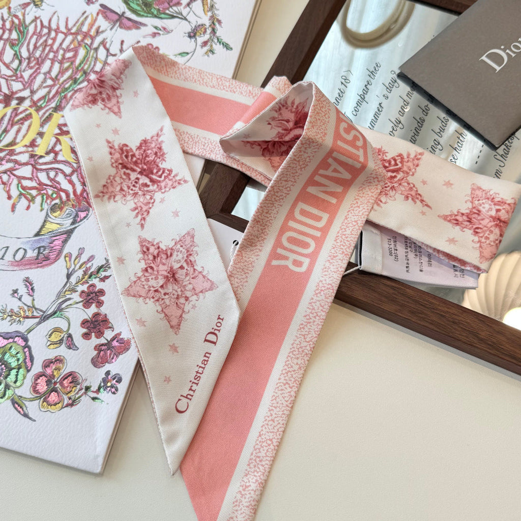 CD Twilly Mini Scarf 105cm Pink Mulberry Silk 969065