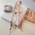 CD Twilly Mini Scarf 105 Pink Floral Pattern Silk Twill 147670