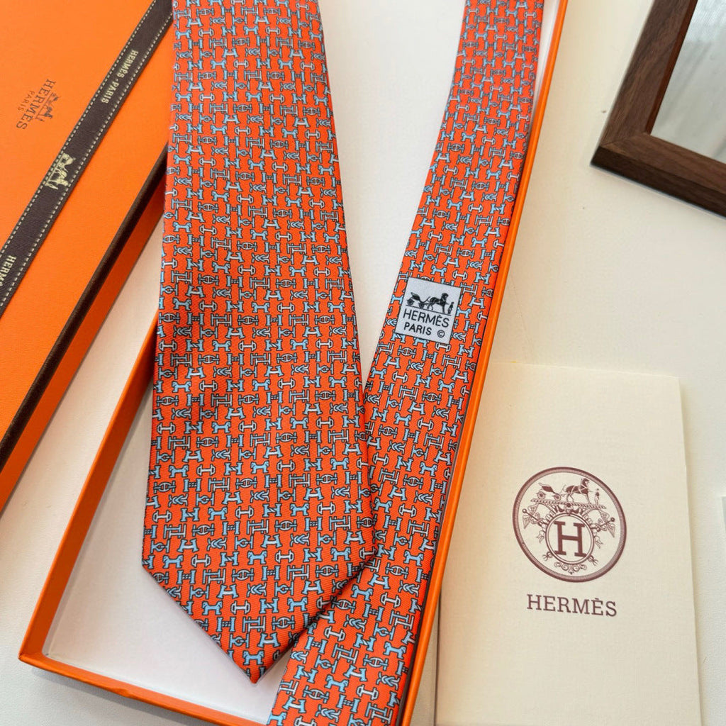 HM Boucles En Vrac Tie Orange Twill Silk 210010