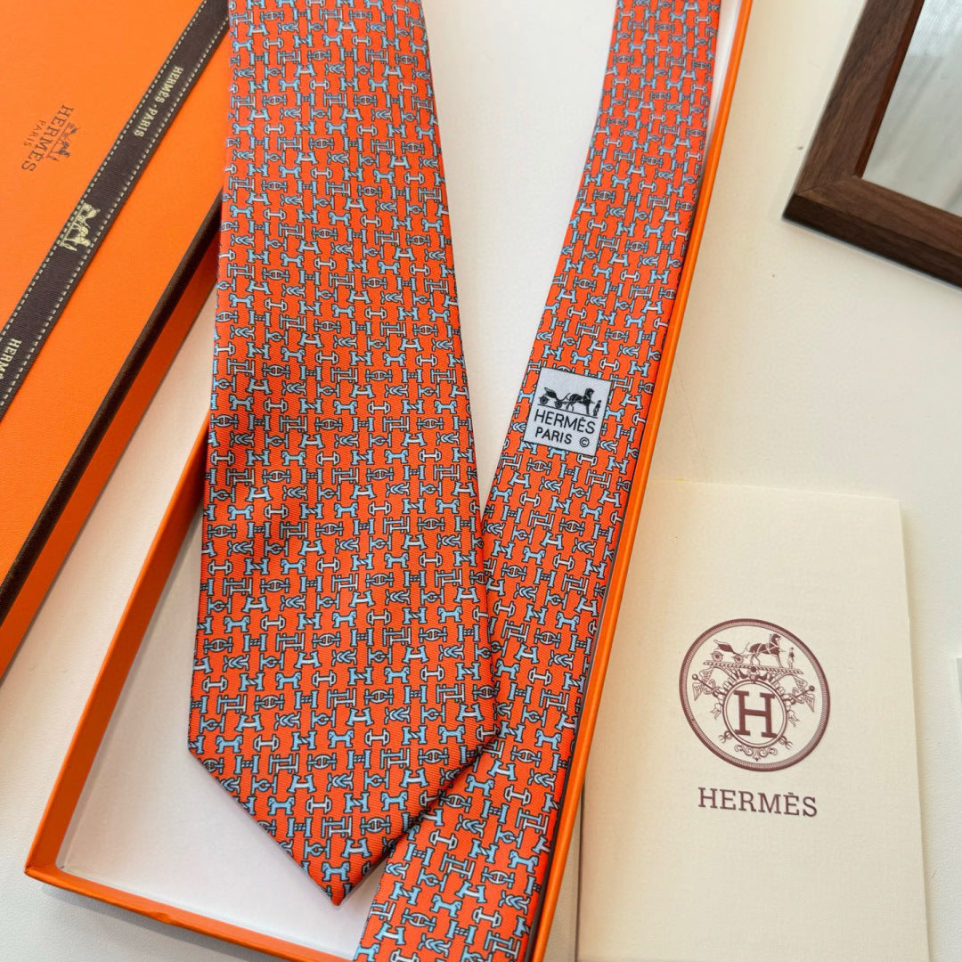 HM Boucles En Vrac Tie Orange Twill Silk 210010