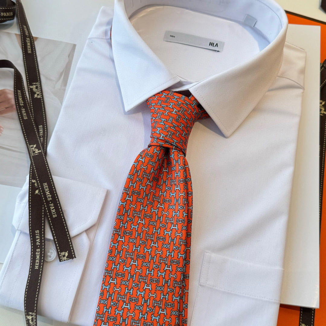 HM Boucles En Vrac Tie Orange Twill Silk 210010