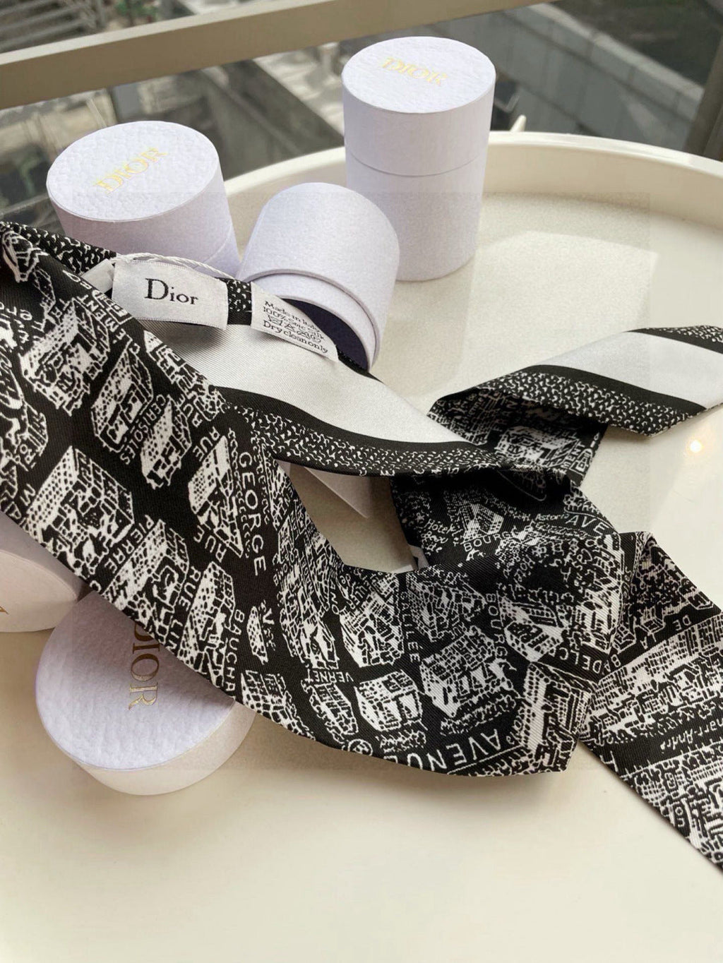 CD Twilly Mini Scarf 105cm Black Mulberry Silk 976496