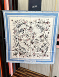 CD Souvenir de Rome Scarf 90x90 Blue White Silk 333457
