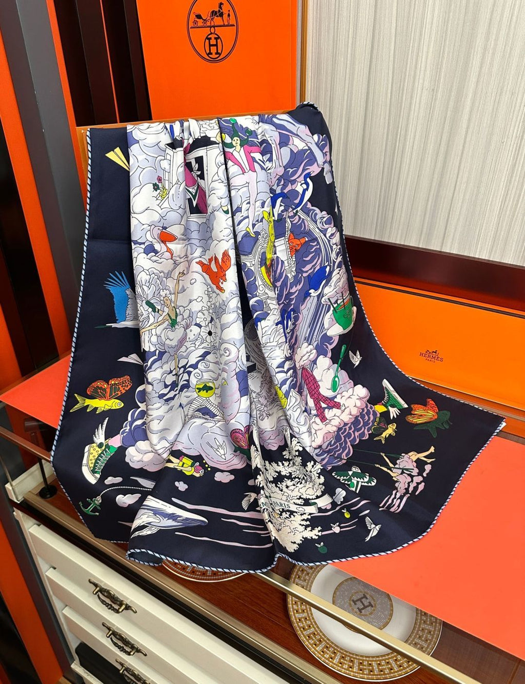 HM Scarf 90x90 Colorful Twill Silk 461765