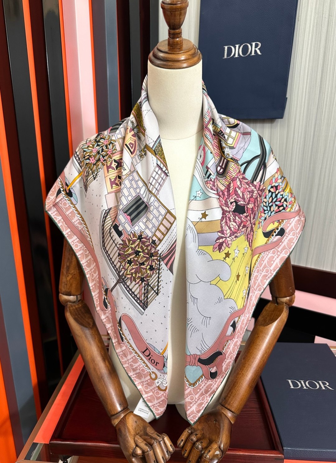 CD Scarf 90x90 Colorful Twill Silk 461768