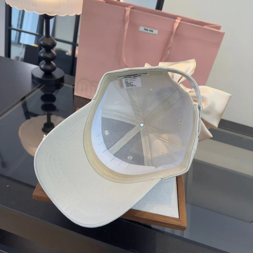 Miumiu Bow-tie Baseball Cap Cotton Fabric 343533