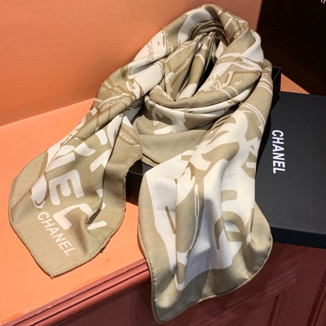 Chanel 26s Scarf 140 In Cashmere Silk 309366