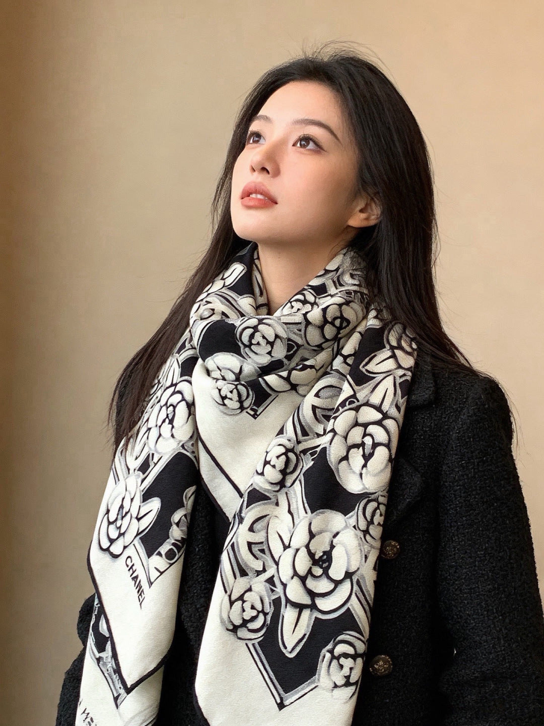 Chanel 26s Scarf 140 In Cashmere Silk 309373