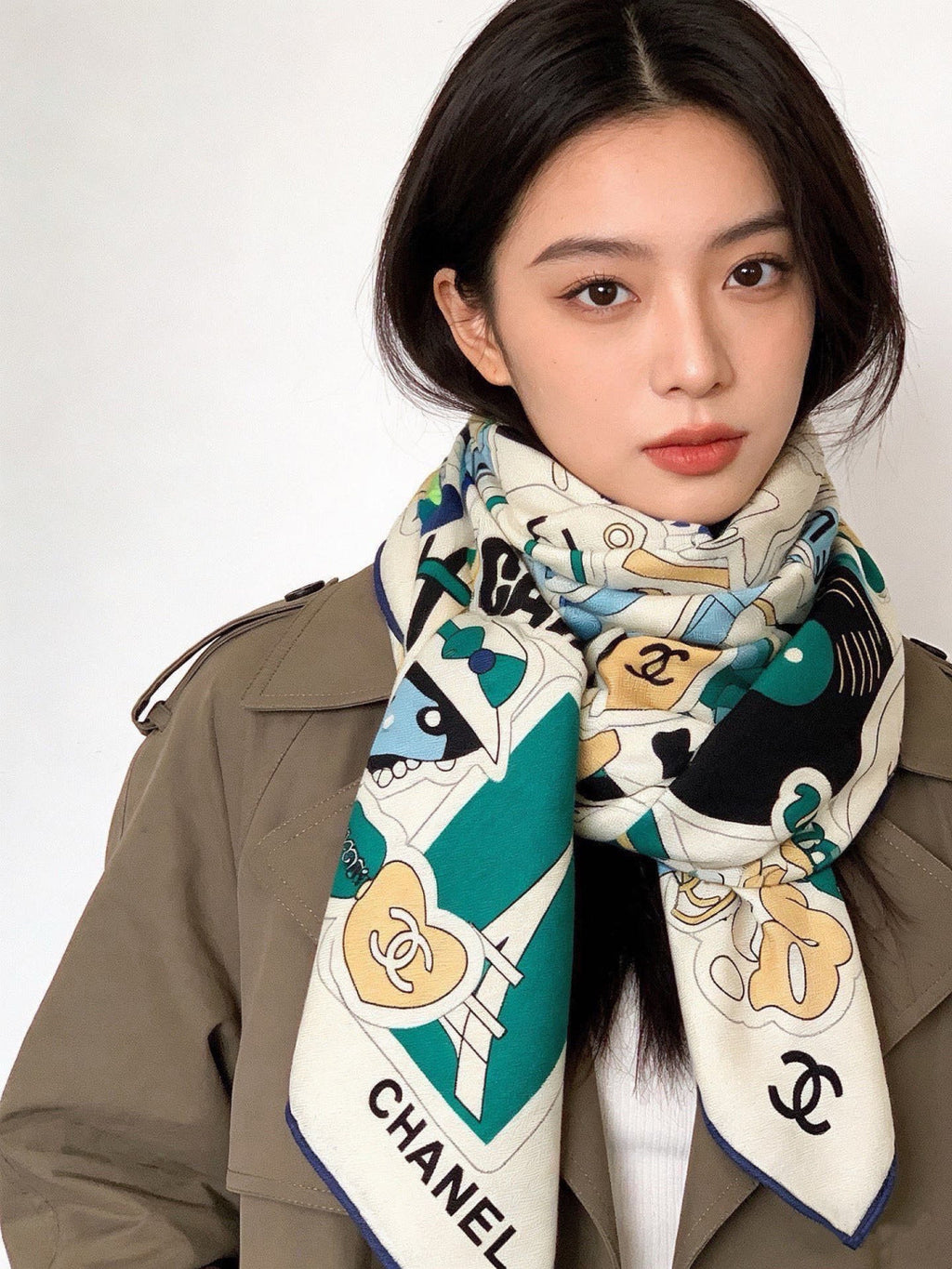 Chanel 26s Scarf 140 In Silk Cashmere 309868