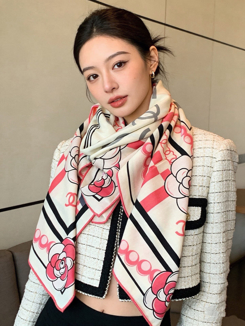 Chanel 26s Scarf 140 In Silk Cashmere 309894