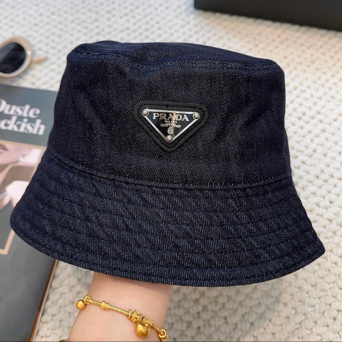 Prada Denim Triangle Bucket Hat 299816
