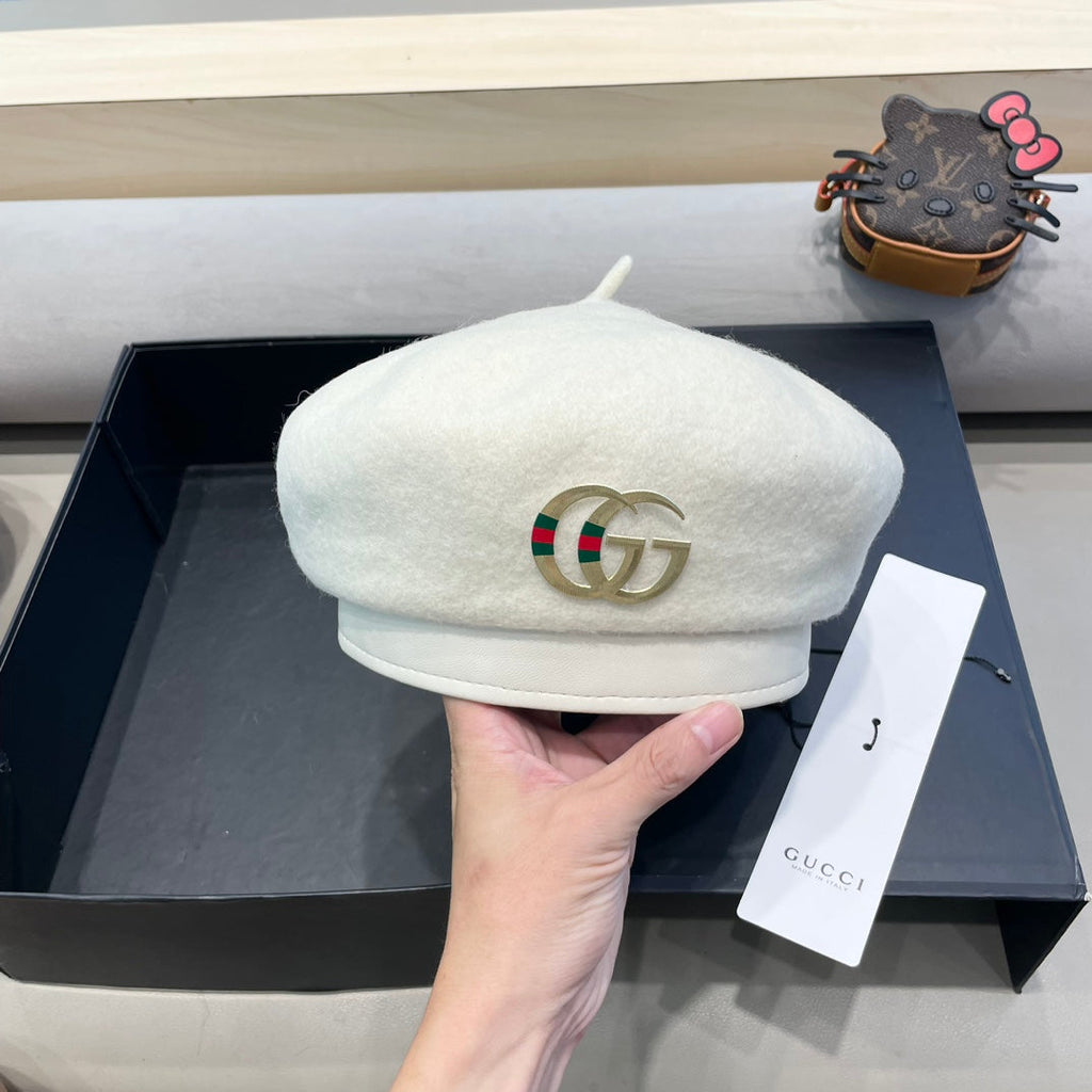 BERET HAT IN WHITE WOOL 406971