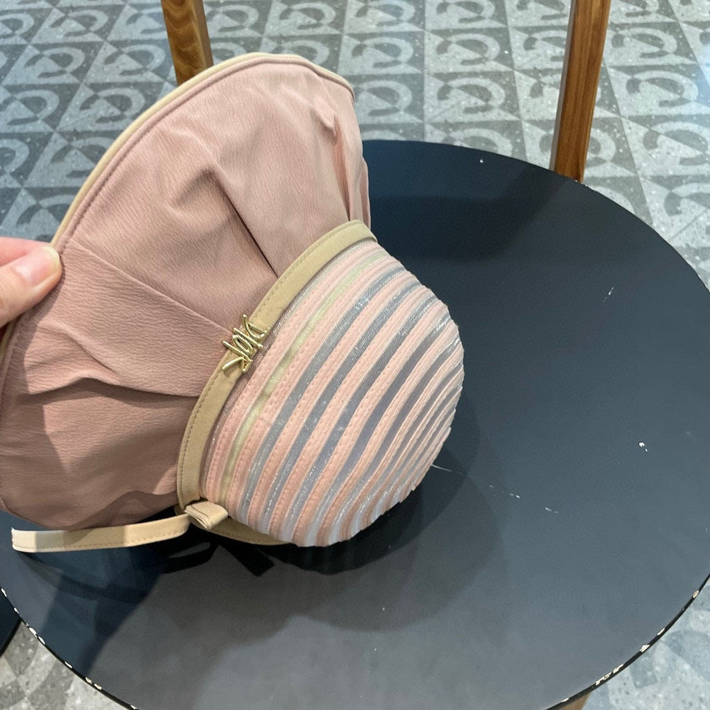 STRIPED BUCKET HAT IN WOOLLY BEIGE COTTON 434999