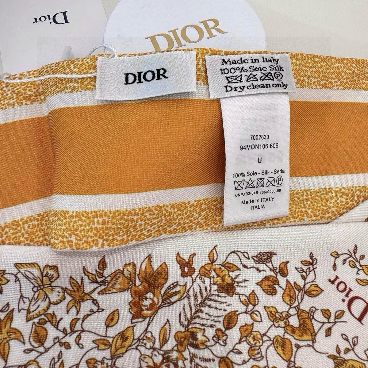 CD Twilly Mini Scarf 105cm Yellow Colorful Mulberry Silk 941921
