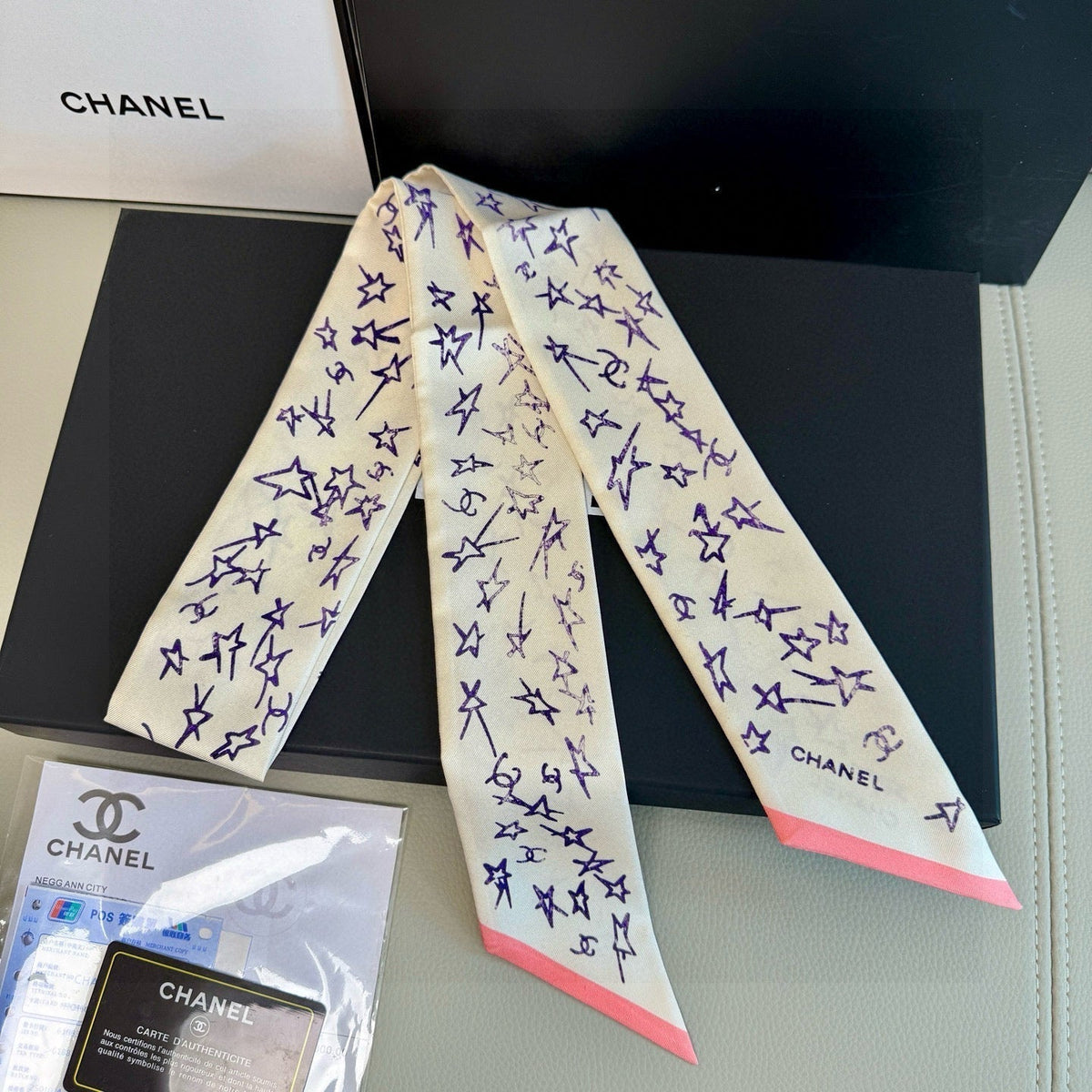 CC Twilly Mini Star 120cm White Blue Mulberry Silk 941930