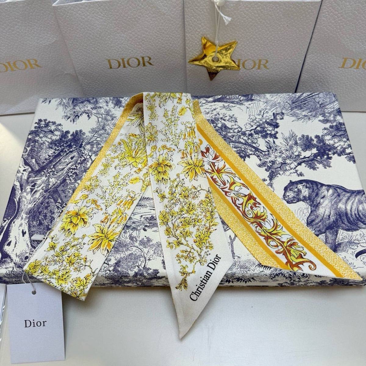 CD Twilly Mini Scarf 105 Lemon Yellow Silk Twill 147654