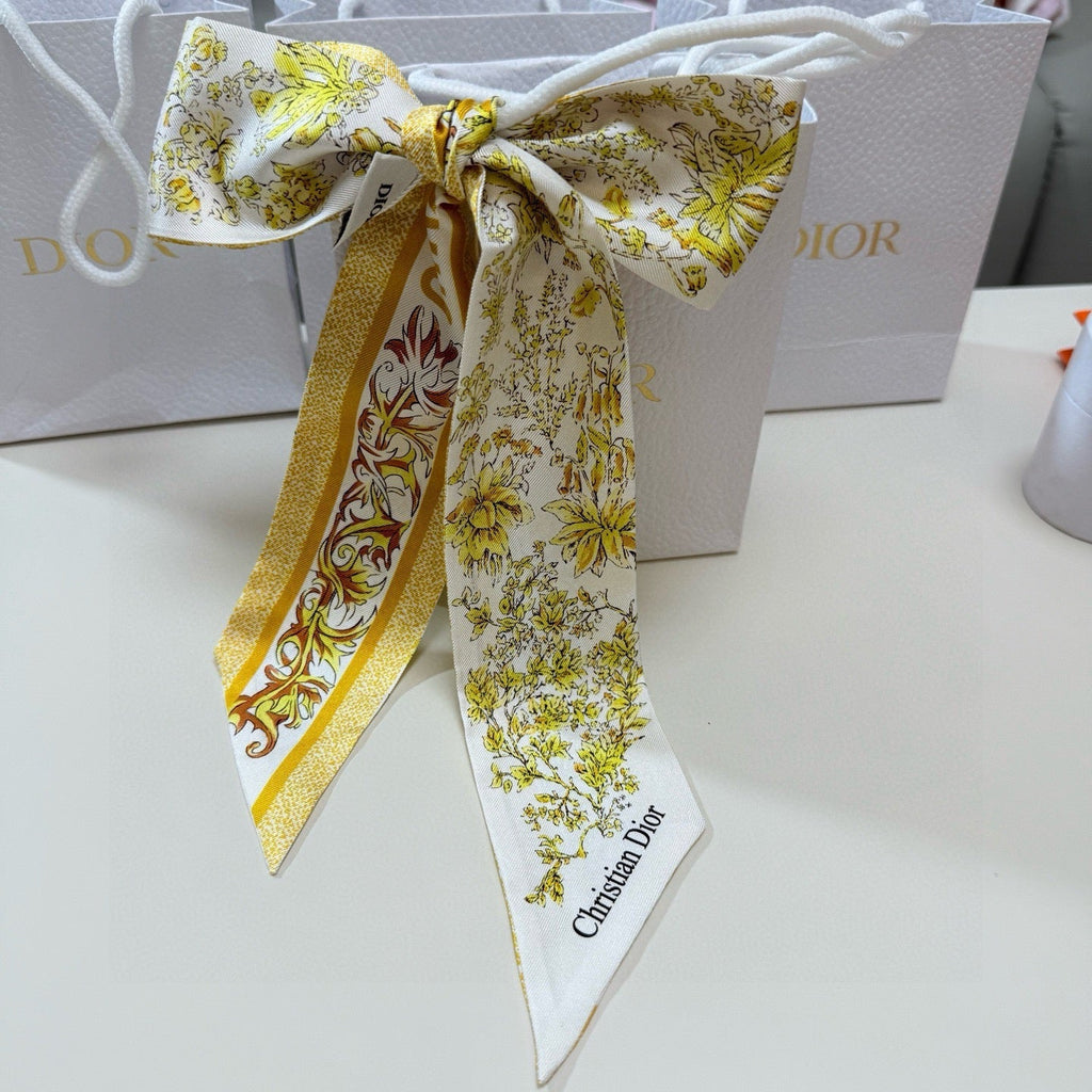 CD Twilly Mini Scarf 105 Lemon Yellow Silk Twill 147654
