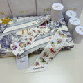 CD Twilly Mini Scarf 105 White Gray Silk Twill 147652