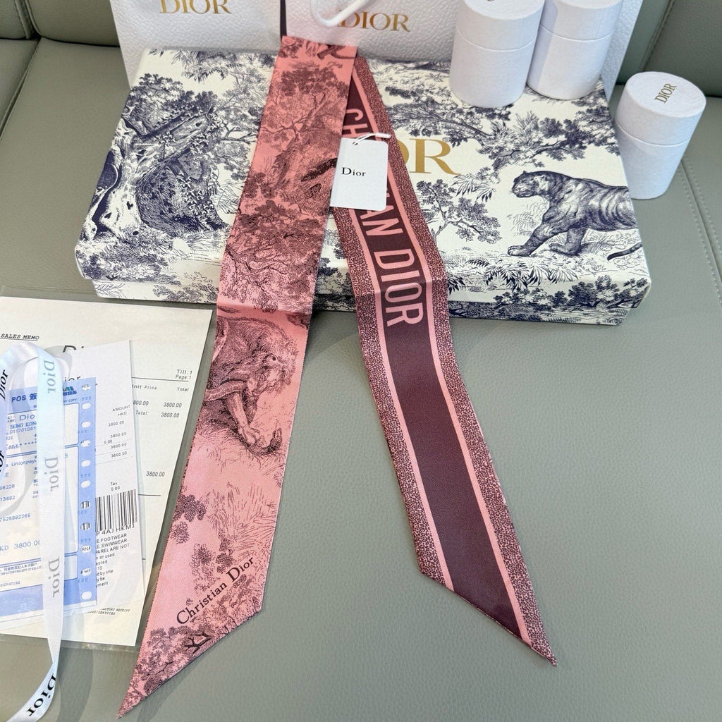 CD Twilly Mini Scarf 105 Pink Silk Twill 147662