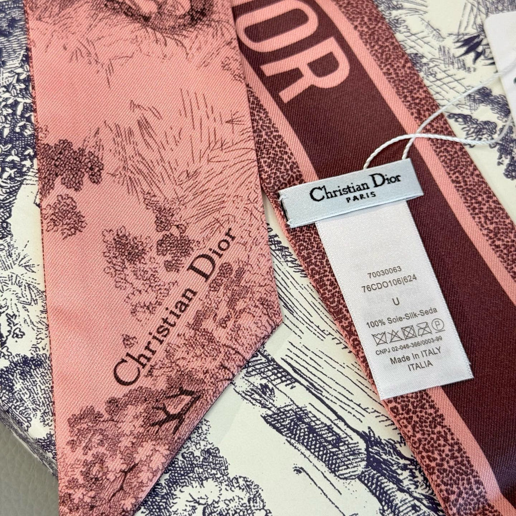 CD Twilly Mini Scarf 105 Pink Silk Twill 147662