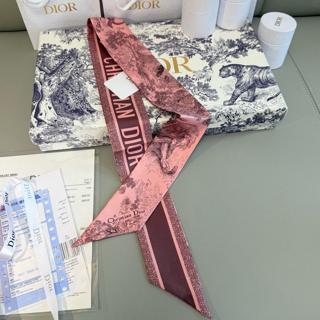 CD Twilly Mini Scarf 105 Pink Silk Twill 147662