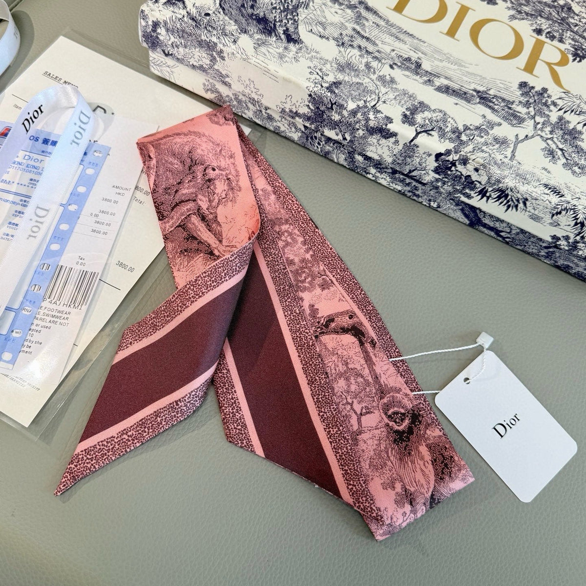 CD Twilly Mini Scarf 105 Pink Silk Twill 147662