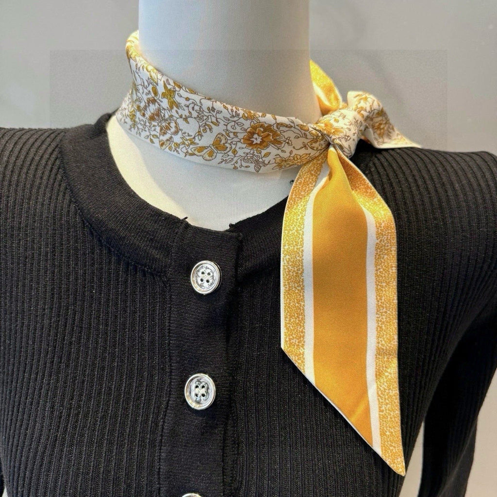 CD Twilly Mini Scarf 105 Yellow Silk Twill 153194